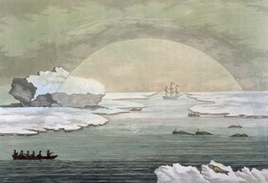 Una baleniera britannica intrappolata nel ghiaccio viene liberata dai raggi del sole, Baia di Baffin, luglio 1817, da 